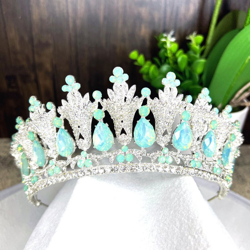 Vintage Bridal Wedding Tiara Crystal Gemstone Queen Silver Crown for Bridal Gift - Picture 1 of 4